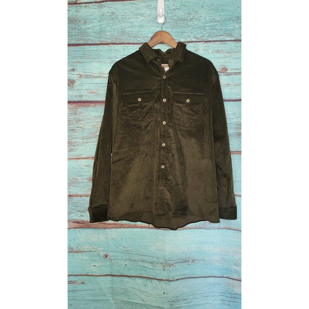 MOCOTONO Mens Long Sleeve Thick Corduroy Shirt Casual Button Down Jacket Large